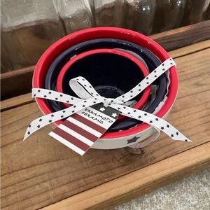 TERRAMOTO PATRIOTIC RED WHITE BLUE CERAMIC NESTING BOWLS
